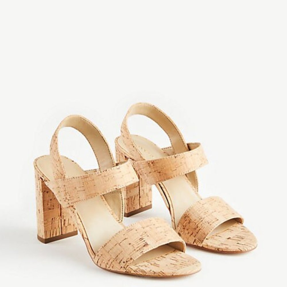 Ann Taylor Cork Block Heel Sandals in Natural